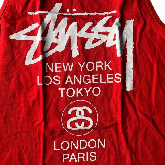 Stussy Mens red tank NWOT Small - Picture 3 of 5